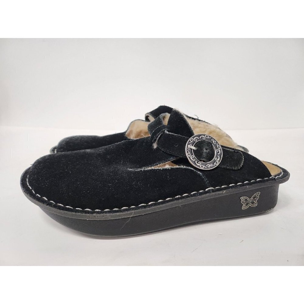 Alegria Womens Clog Mules Slip On Comfort Shoes Size 38 Classic Black Suede